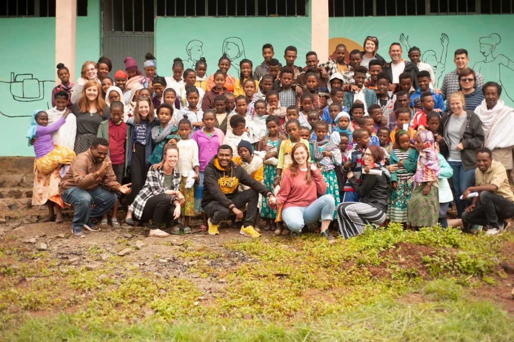 North American community poses with Ethiopian community