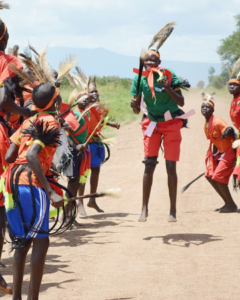 Community in Africa dancing in a ceremony