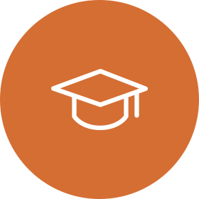 orange graduation cap icon