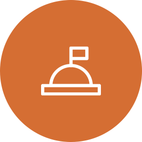 orange city building with flag icon