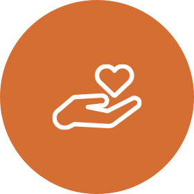 orange hand heart icon