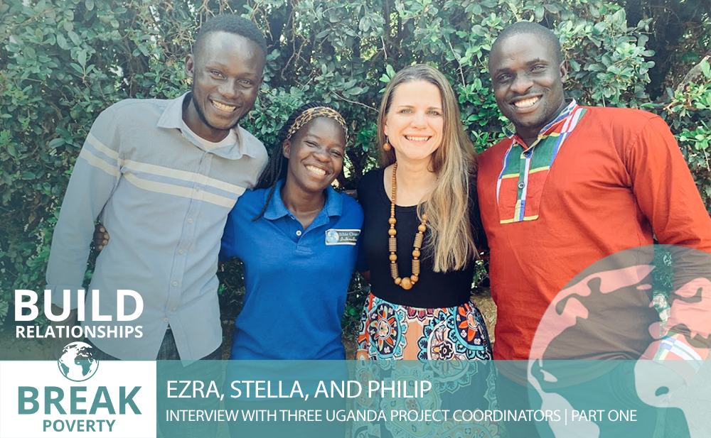 Rachel stands with three Uganda CarePoint Project Coordinators