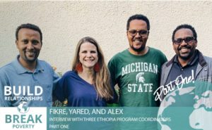 Rachel standing with three Ethiopian Program Coordinators