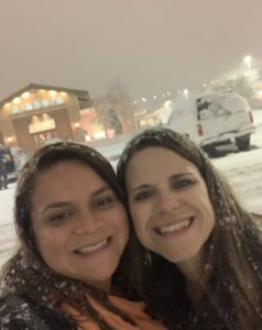 Rachel and Carolina standing in the snow